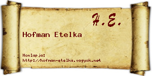 Hofman Etelka névjegykártya